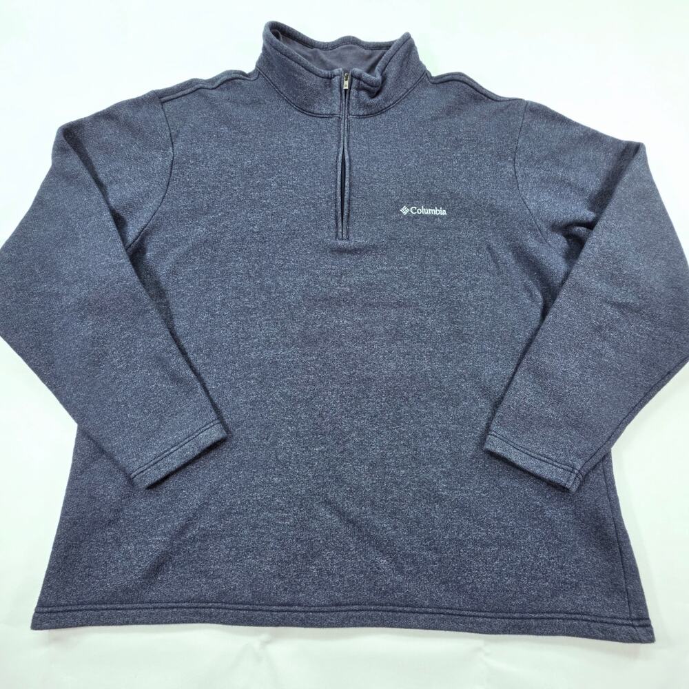 Columbia Sportswear Mens XXL Blue Heather 1/4 Zip Pullover Fleece Sweatshirt